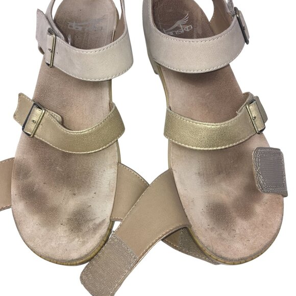 Dansko Malena Metallic Multi Leather Strappy Wedge Sandals Size 40 US 10-10.5 - Picture 6 of 14